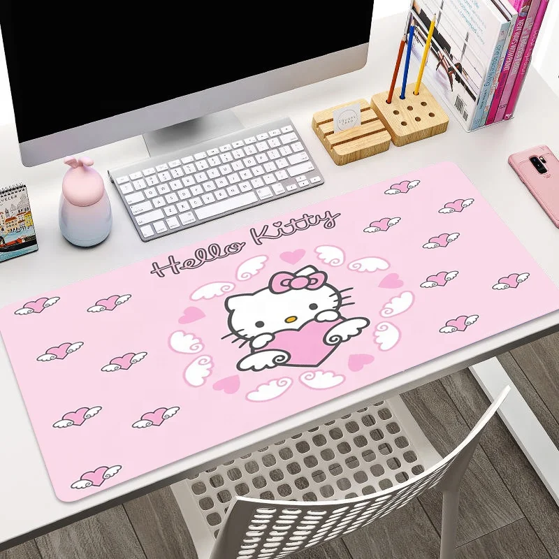 Hellos Cat Kittys Deskpad Large Mouse Pad Speed Mousepad Xxl Gamer Cabinet Table Mat Computer and Office Keyboard Gaming Mats