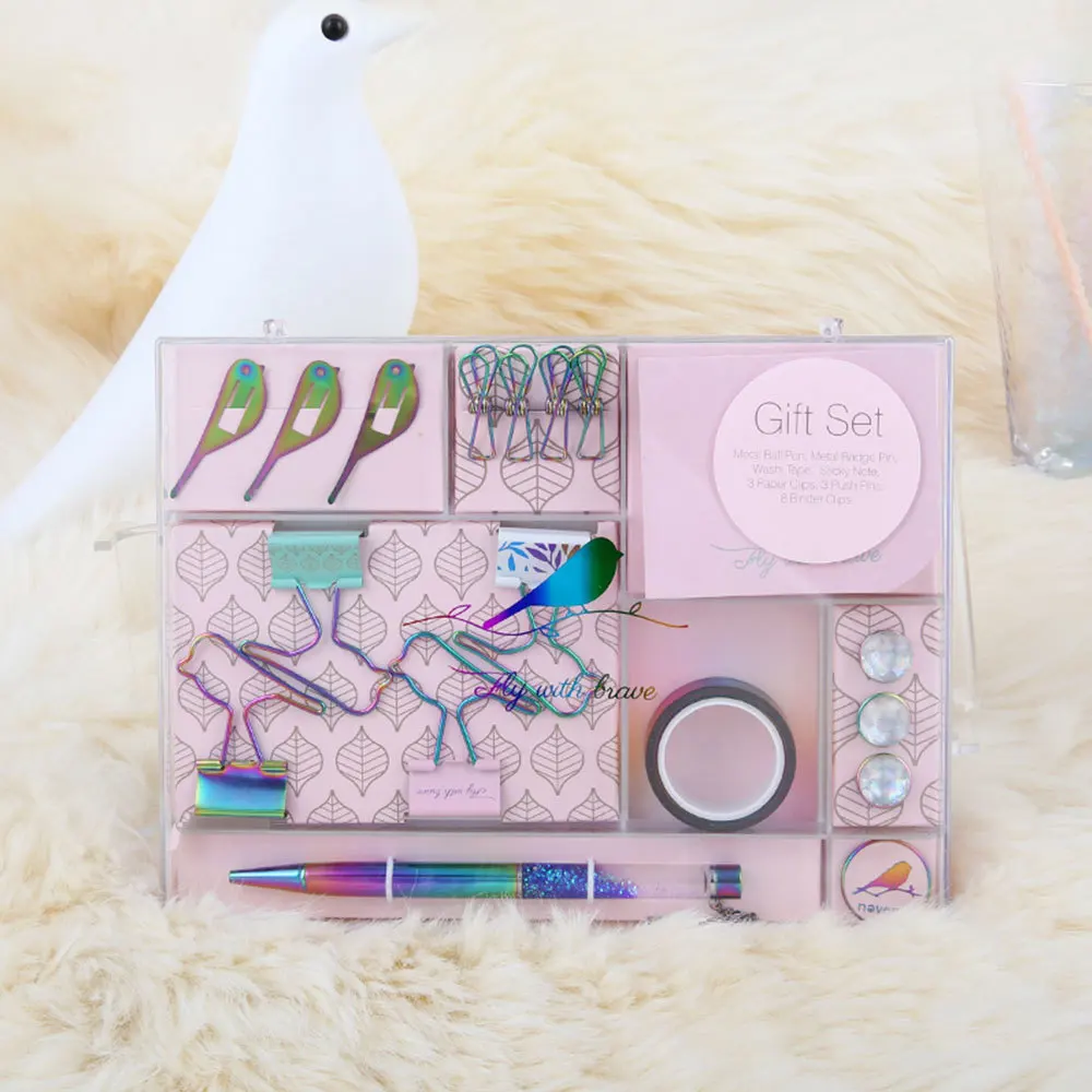 Custom Back To School Diamond Eco Friendly Stationery Gift Set School Supplies Clip Kit