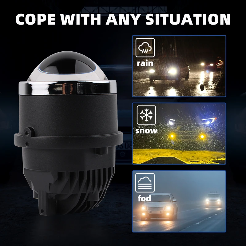 Car bi-led headlights IP67 Waterproof 3000K 3.0 inch fog lamp bi led laser projector lens