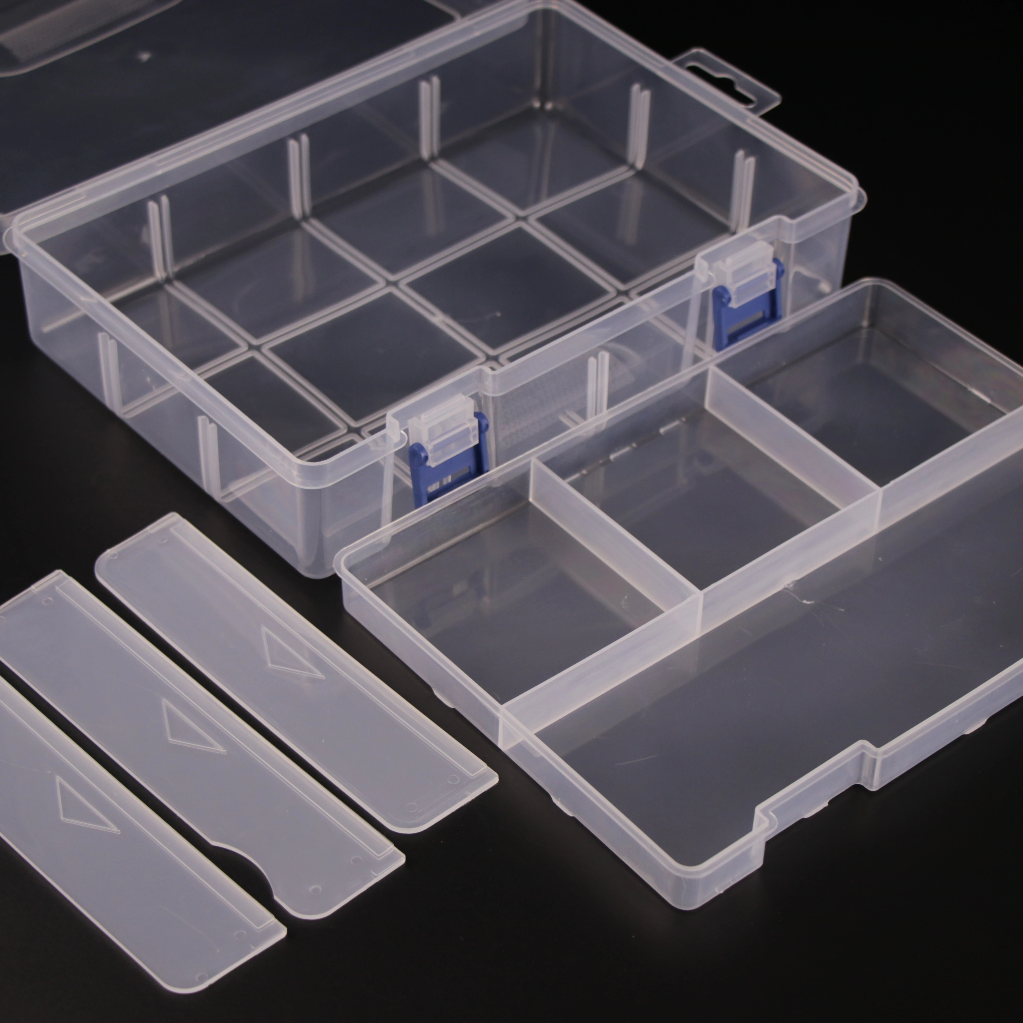 Factory Hot Sale Transparent  Plastic Double Layer 8 Grid Organiser Storage Box Plastic Packing Box