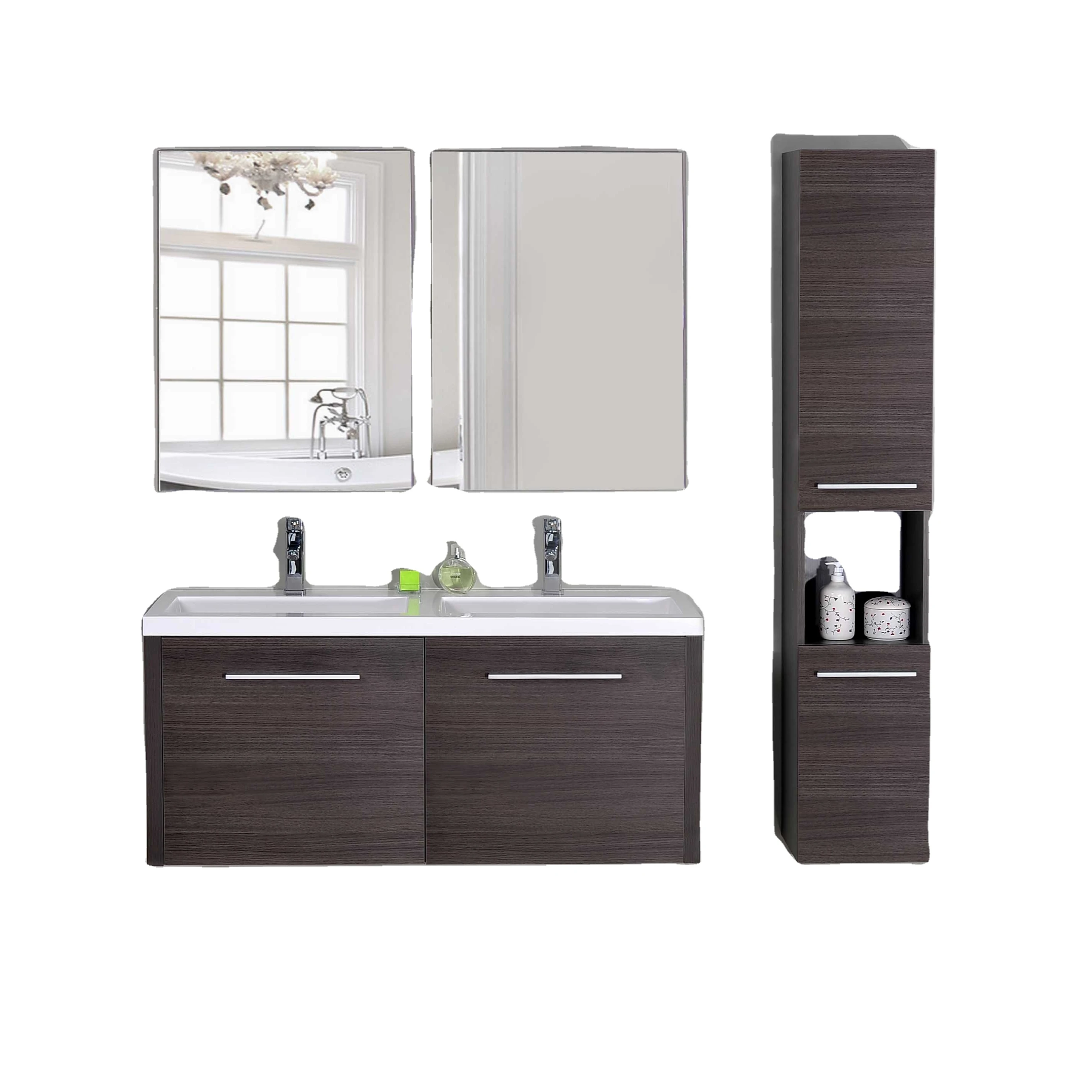 Современный настенный шкаф для ванной комнаты с двумя зеркалами и игрушкой