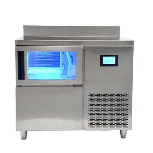 Bar counter blue light ice maker commercial stainless steel console milk tea shop cube ice automatic ice maker