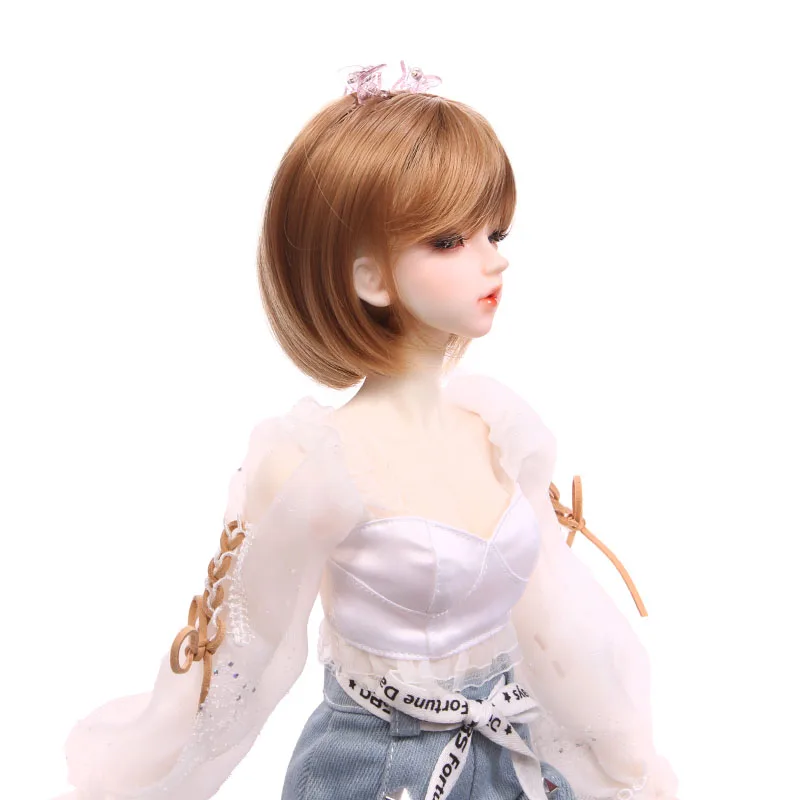 customize quality 22cm 1/3  brown bob short cut BJD doll wig hair (include clips)