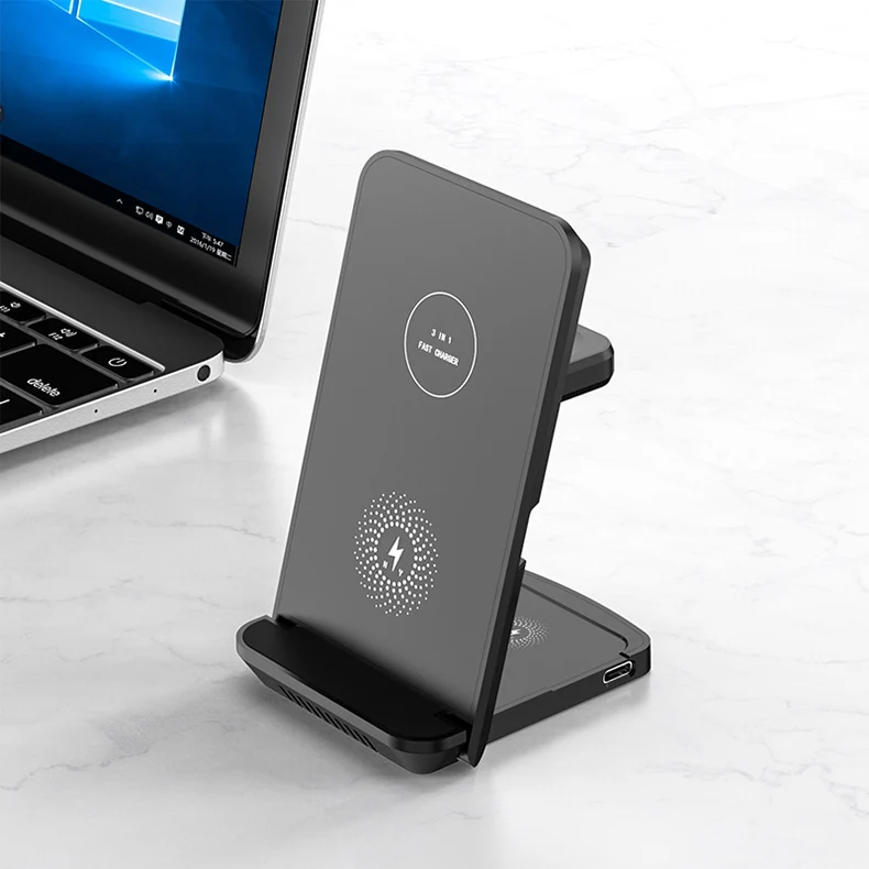 
 3 in 1 foldable Wireless Charging Station Compatible with Apple/Samsung/Huawei Products Multiple Devices  
