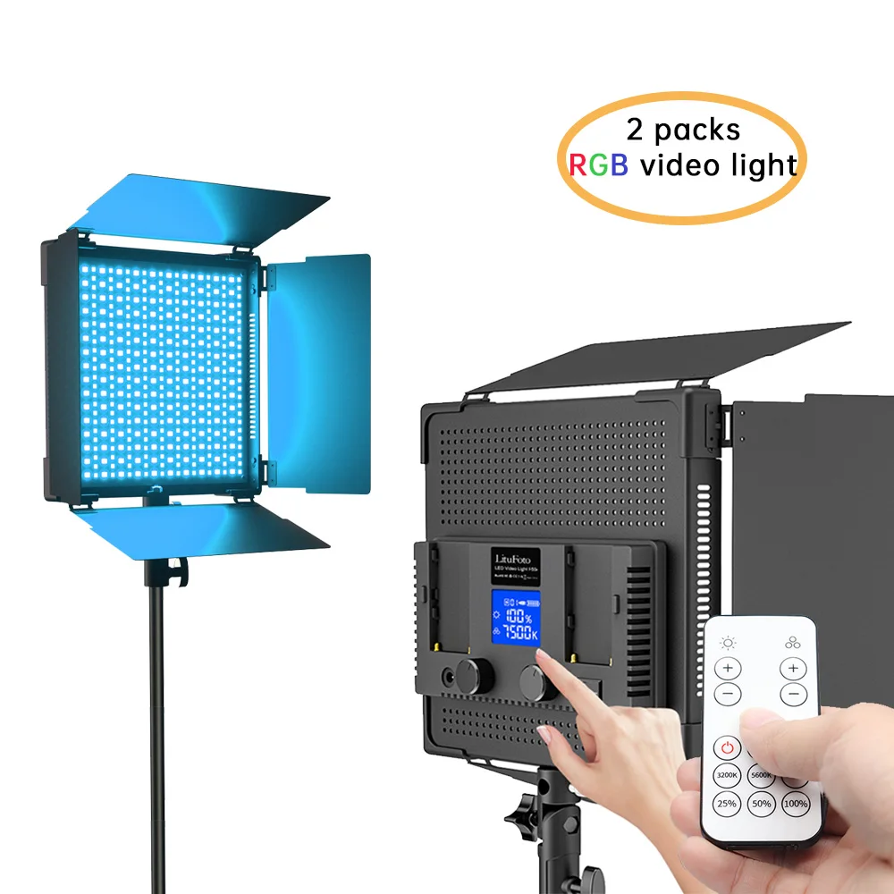 2 Packs 50W 2.4G RGB Film Light Dimmable 3200K-7500K CRI 96+ LED Video Light for Studio Camera Shooting YouTube lighting