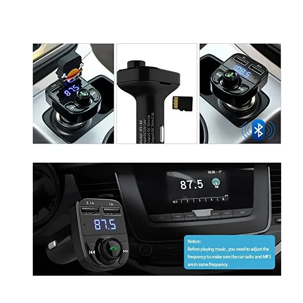 2019 HY82 Handsfree Car Kit fm transmitter mp3  With USB Charger