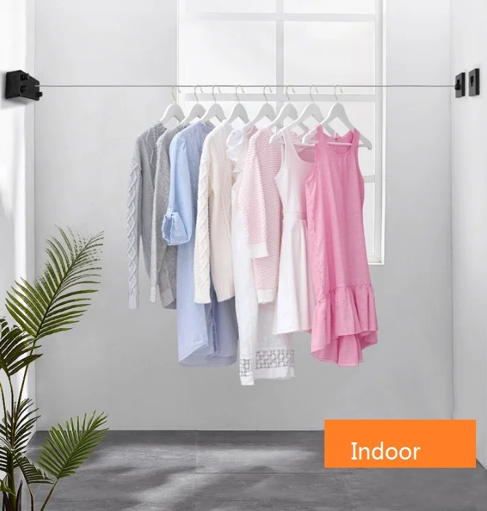 Stainless Steel 4.2m Double Wire Indoor Clothesline Retractable Clothing Apartments Clothesline