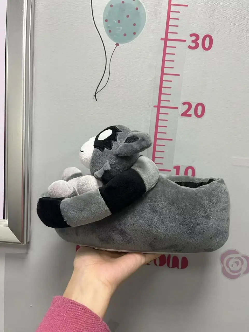 custom plush animal floppy home kids winter slippersraccoon animal fur slippers with new  creative Free size indoor floor