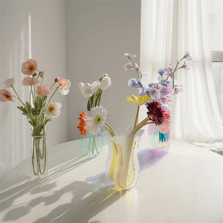Special Design Widely Wedding Used Multicolor Colorful Clear Acrylic Flower Vases Home Decor For Bedroom Office With Wholesale