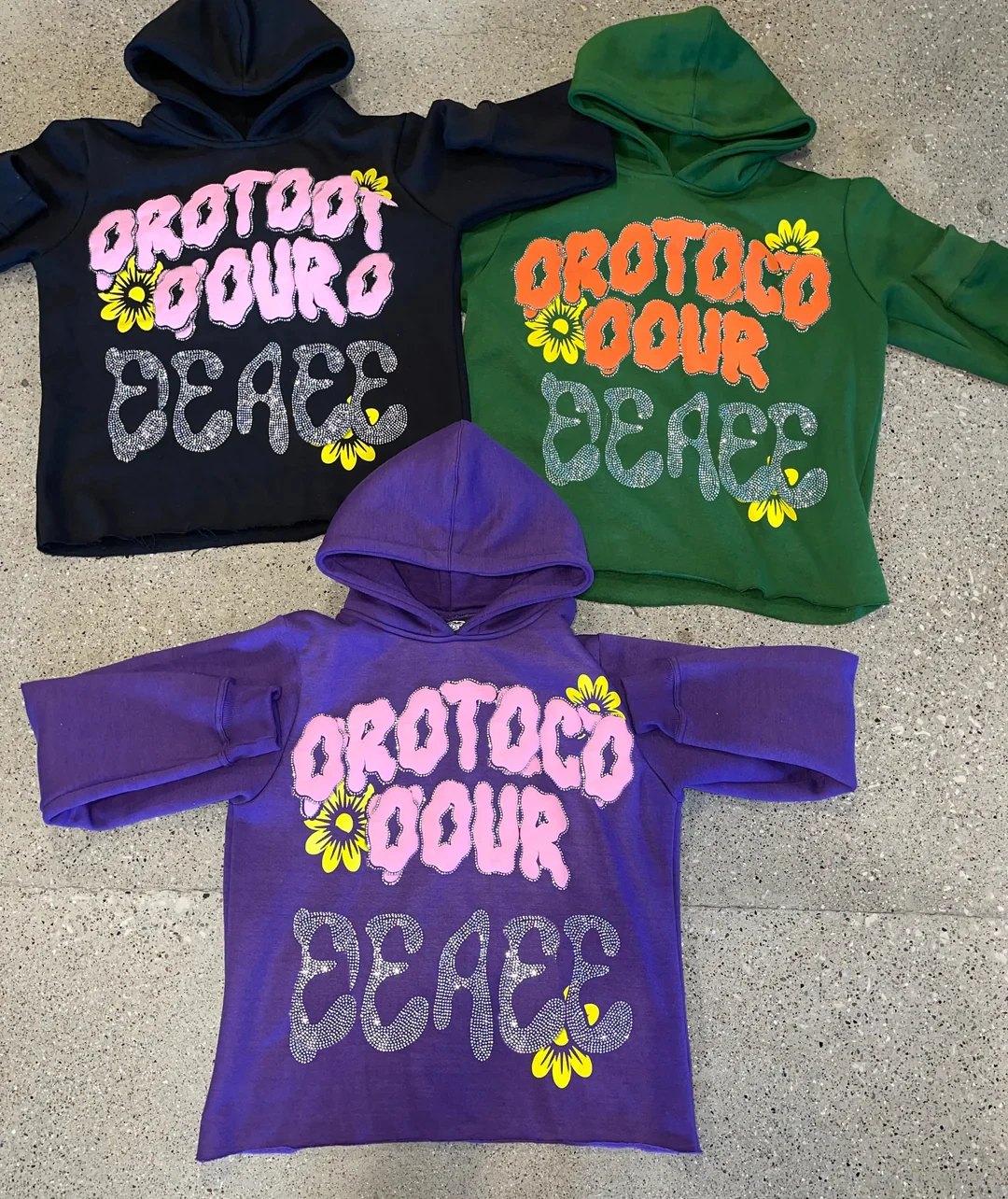 Manufacturers clothing custom heavy weight boxy 3d puff print 500 1000 gsm rhinestone puff print cropped hoodie men