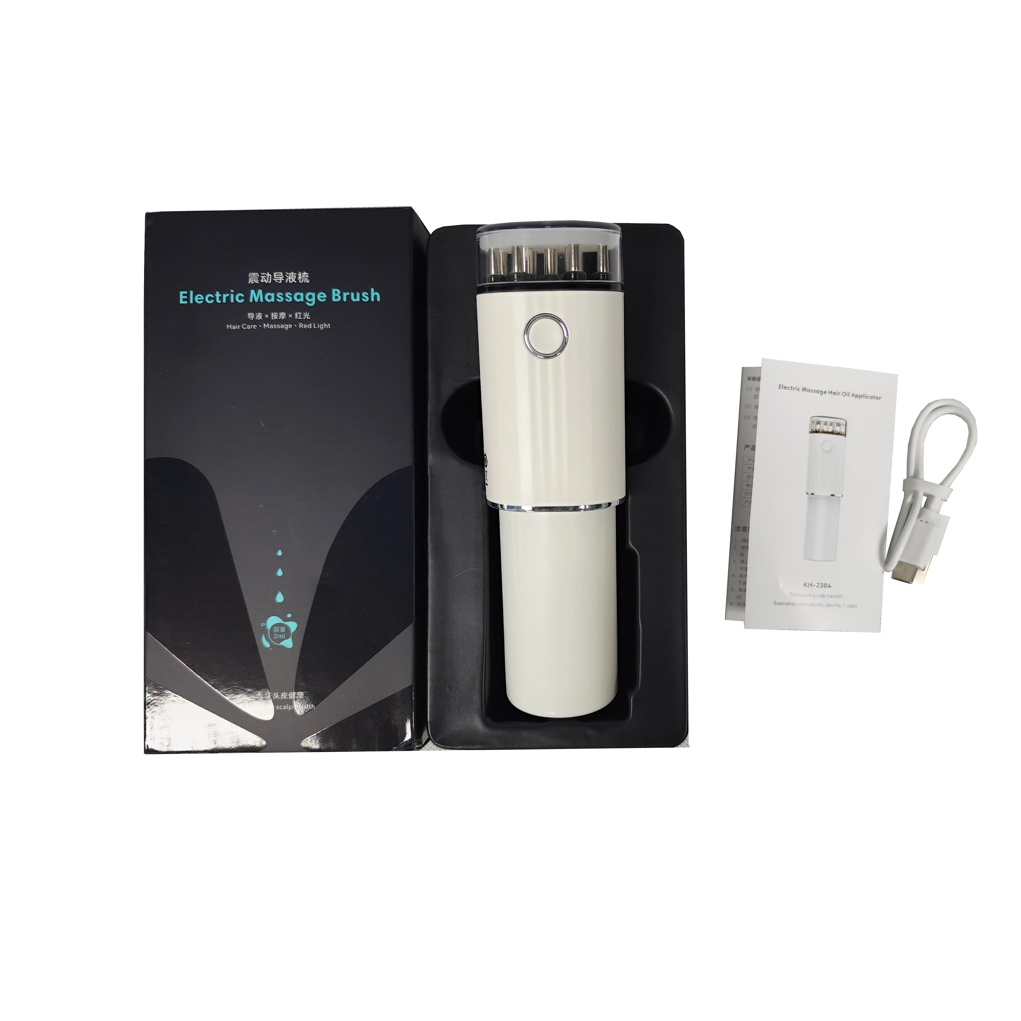 Head Regrowth Serum With Scratcher for Usb Therapyreatment Rechargeable Oil Brush Fluid Comb Red Soft EMS Massager Brush