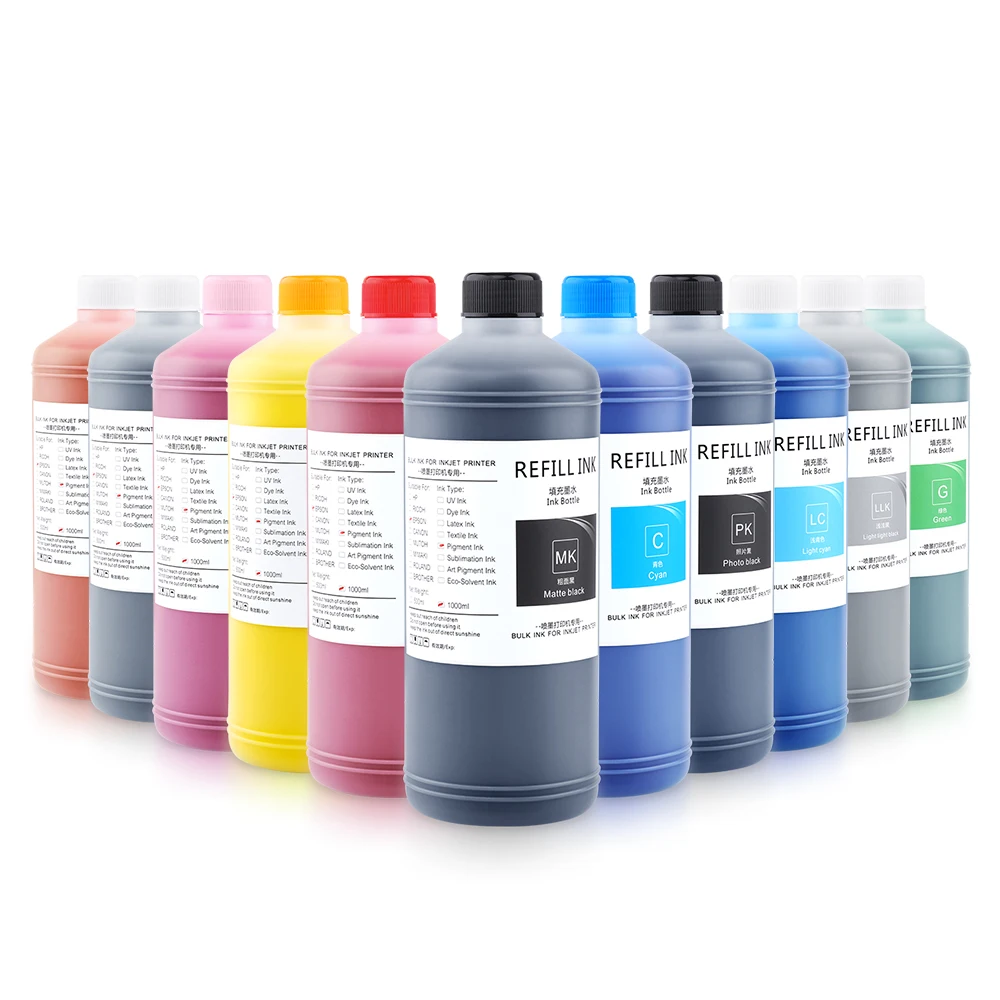 1000ml/Bottle Shenzhen Quick Drying Universal Waterproof Refill Art Paper Pigment Ink Tinta for Epson C5290 L1800 GS6000 Printer