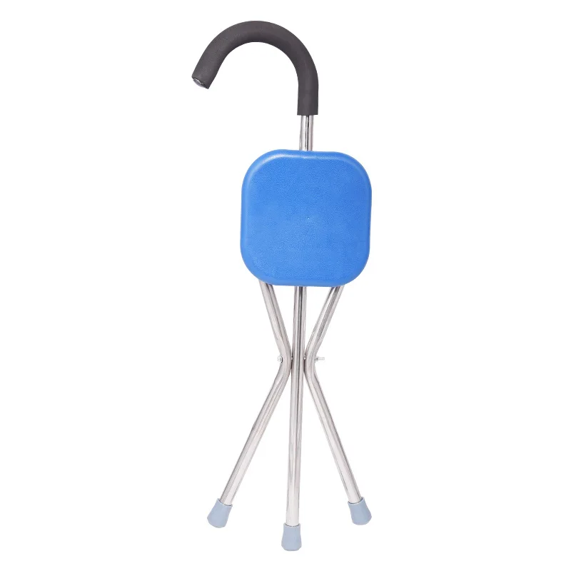 Three Legs Cane Chair Stainless Steel Stool Elderly People Outdoor Travel Cane Chairs Portable Cane Stool