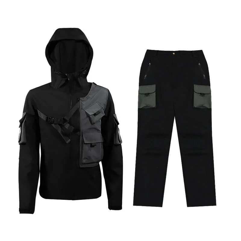 Custom Men Suit For Training Multiple Pockets Green Tactical Outdoor Suit Detachable Facing Outdoor Sports Suit Jacket And Pants