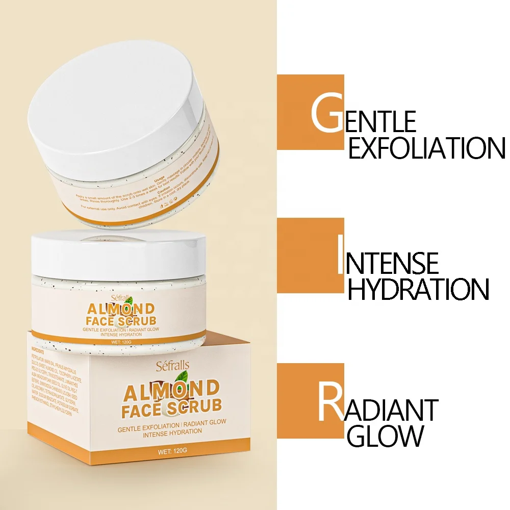 2024 Best New Style Natural OEM ODM Exfoliation Gentle Exfoliation Almond Organic Face Scrub