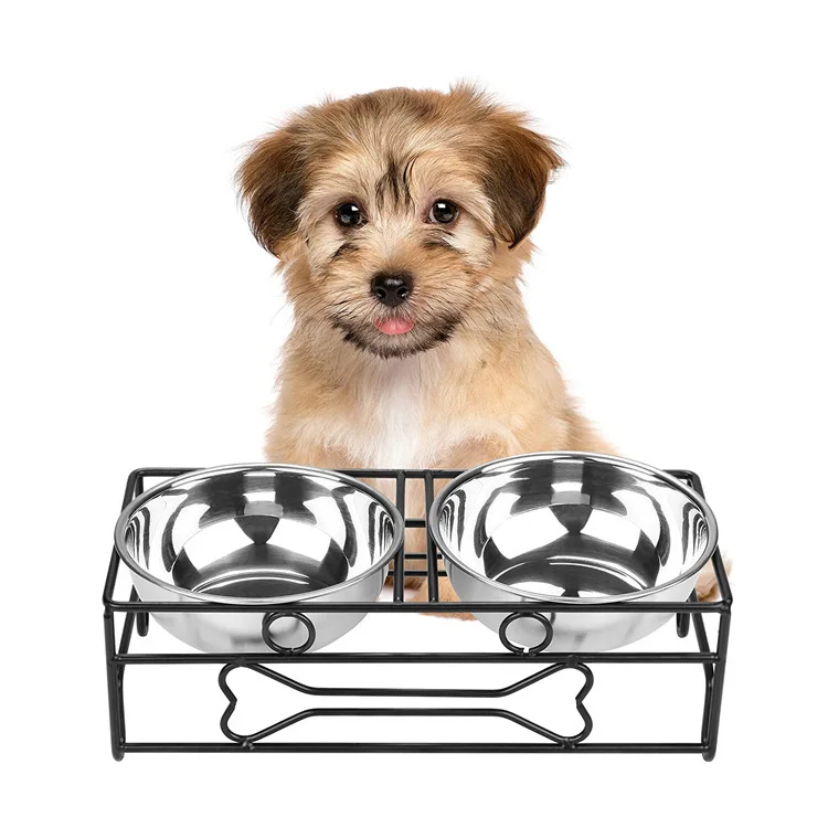 Wholesale Cheap Simple  generous style Iron support   elevated dog bowls pet food grade  bowl