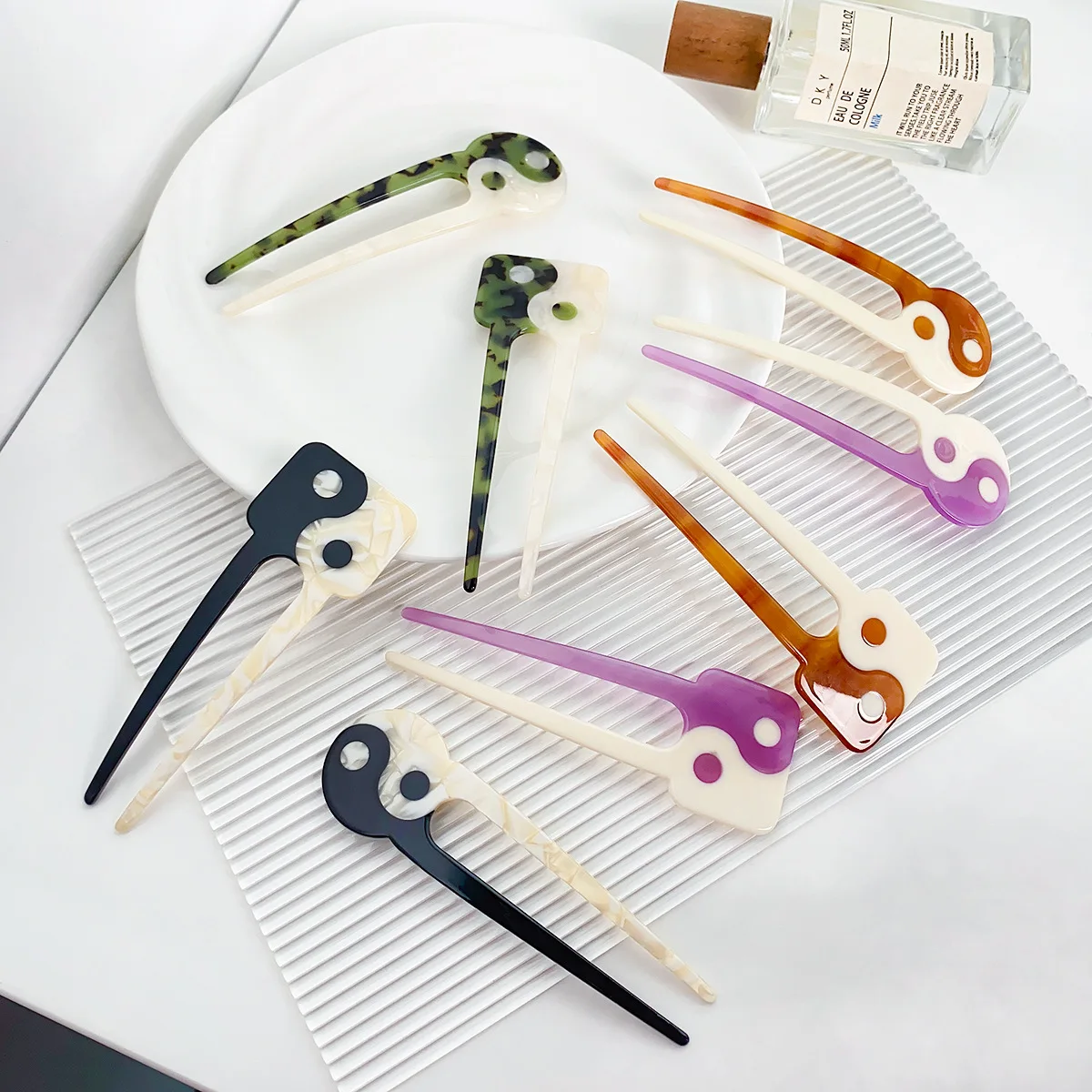 YiYi Wholesale Korean Customized Tai Chi Hair Pins Popular Mix Colors Acetate Hair Sticks For Women
