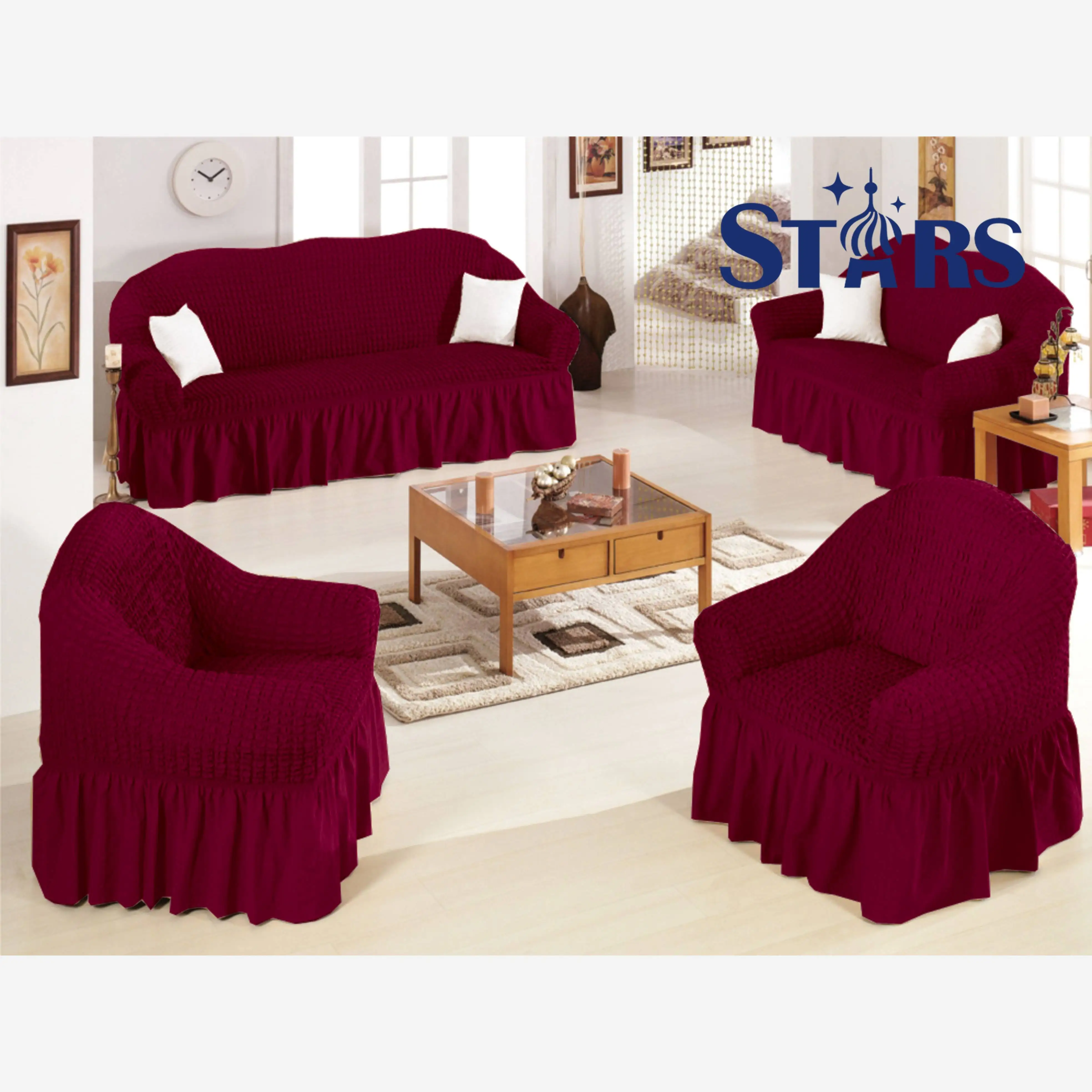 
New design super soft custom solid high stretch elastic slipcover sofa chair covers 