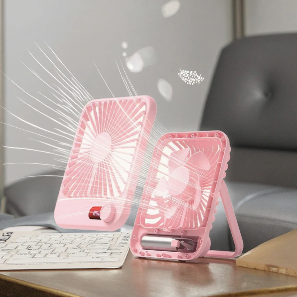 Portable Mini Cooling Fan Rechargeable Strong Wind for Office Home Car Outdoor Hotel Foldable Battery-Powered Mini Fan