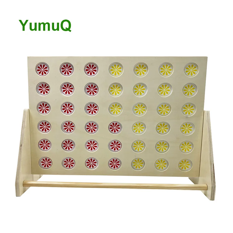 YumuQ High Quality  Garden Games Wooden Giant Connect Four 4 In A Row Small Size Easy Carry