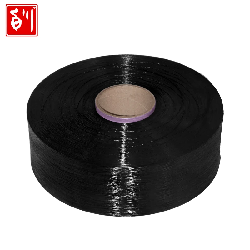 Baichuan 100% polyester FDY yarn black color recycled polyester yarn dyed