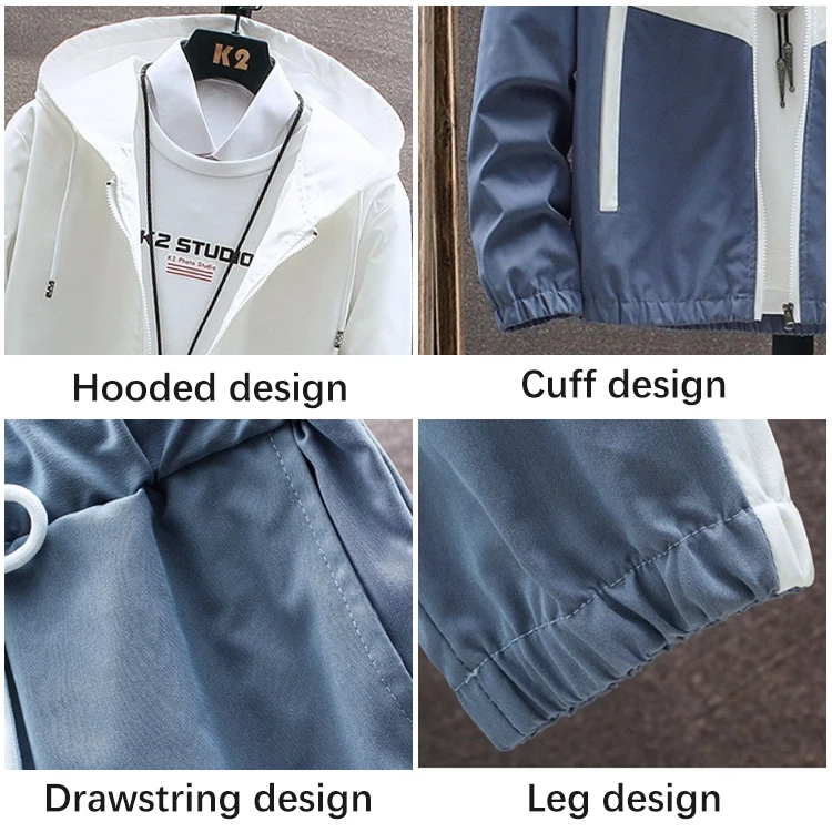 Custom Casual Windbreaker Blank Tracksuit Jogging Set 2 Piece Gym Fitness Windproof Tracksuit Sweatsuit Plus Size Mens Jackets