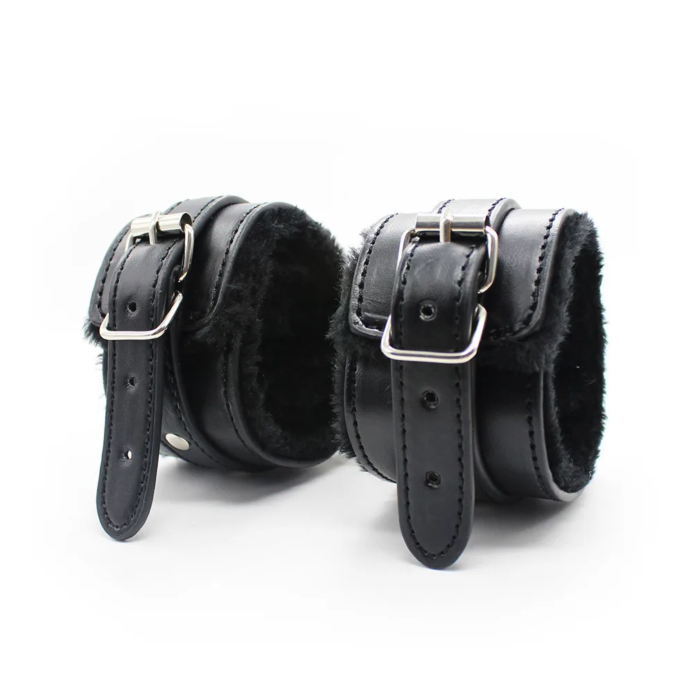 High Quality Black PU Leather Bondage Kits 10PCS/set BDSM kits Floggers Foot Handcuffs Mouch Gag Fetish Adult Games Toy 10M Rope