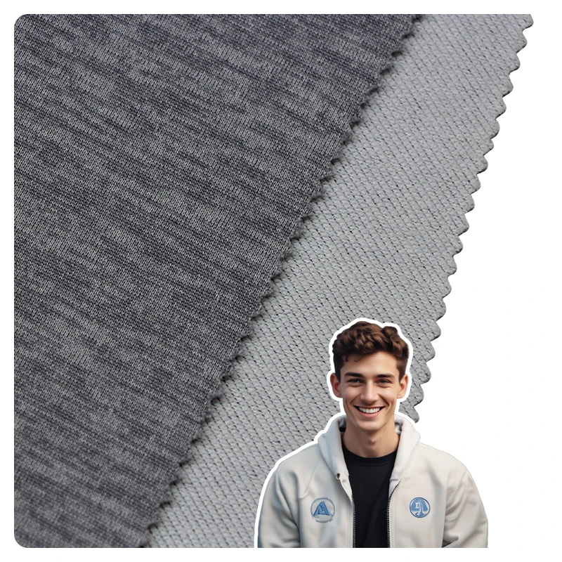 100% Polyester Eco-friendly Light Acid Wash Grey Heather French Terry Hoodie Stretch Knitted Sportswear for Girls Plain Style