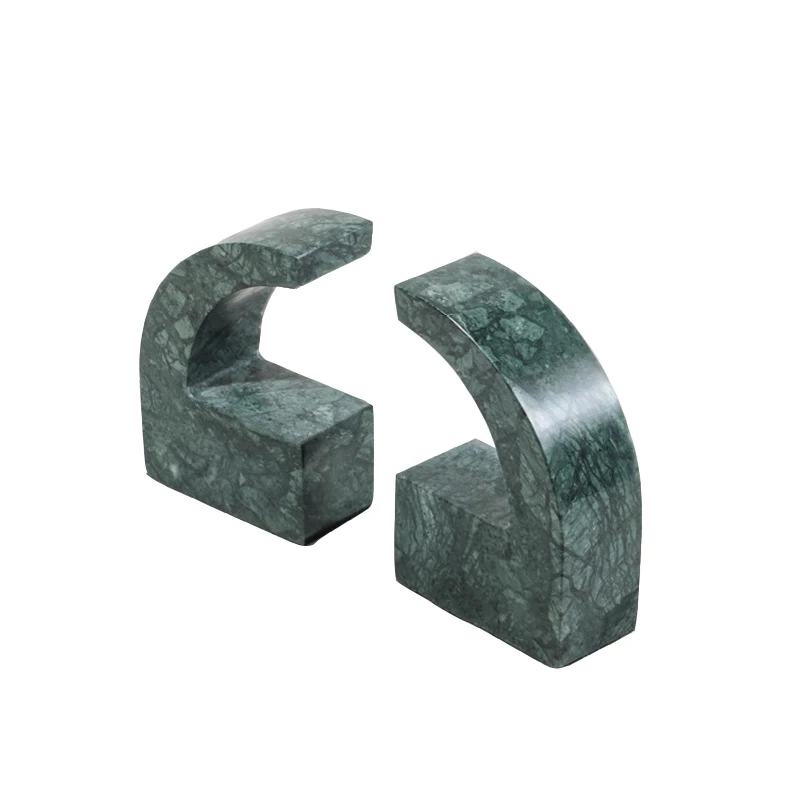stonekocc Brand Customized Simple Marble Stone Geometric Elephant Nose Shape Bookshelf Decoration Home Bookends Book End Holder