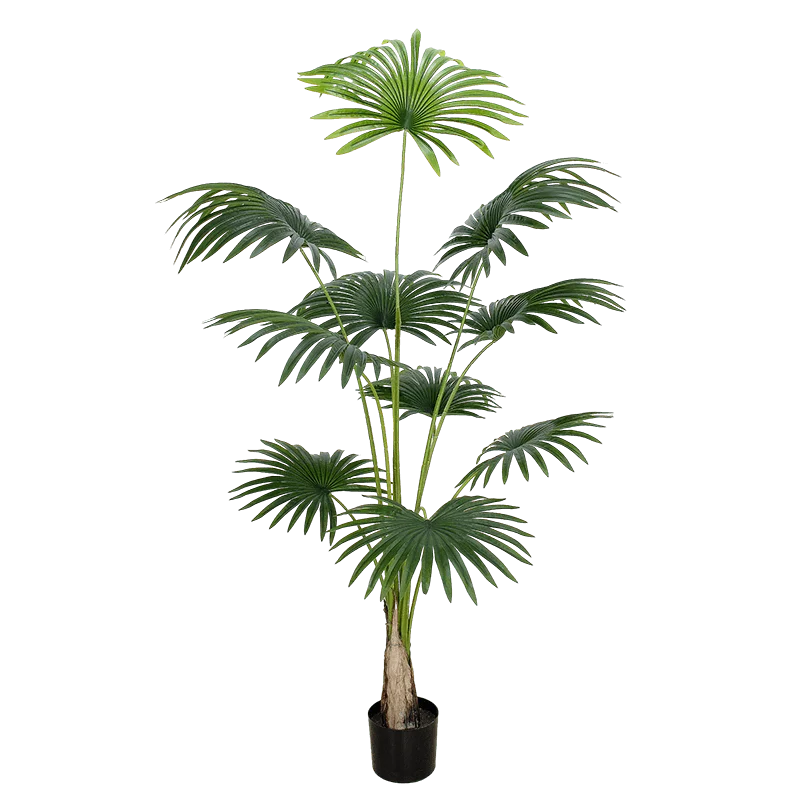 Senmasine green Silk Leaves Potted Plants Artificial Fan Palm Tree In Pot Home Indoor Outdoor Decoration