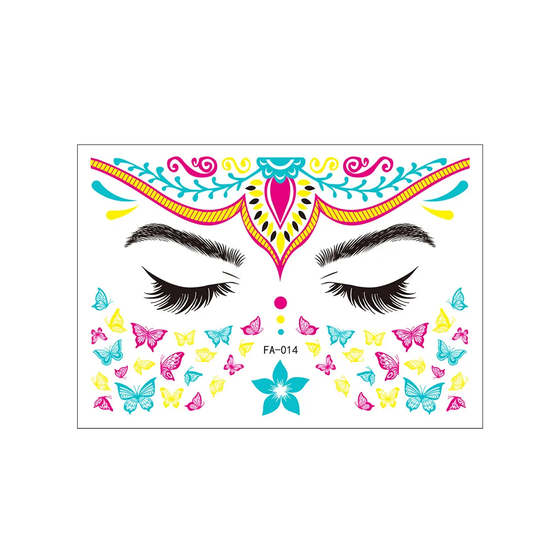 New Club costume party neon fluorescent face stickers with waterproof music festival glow tattoo stickers