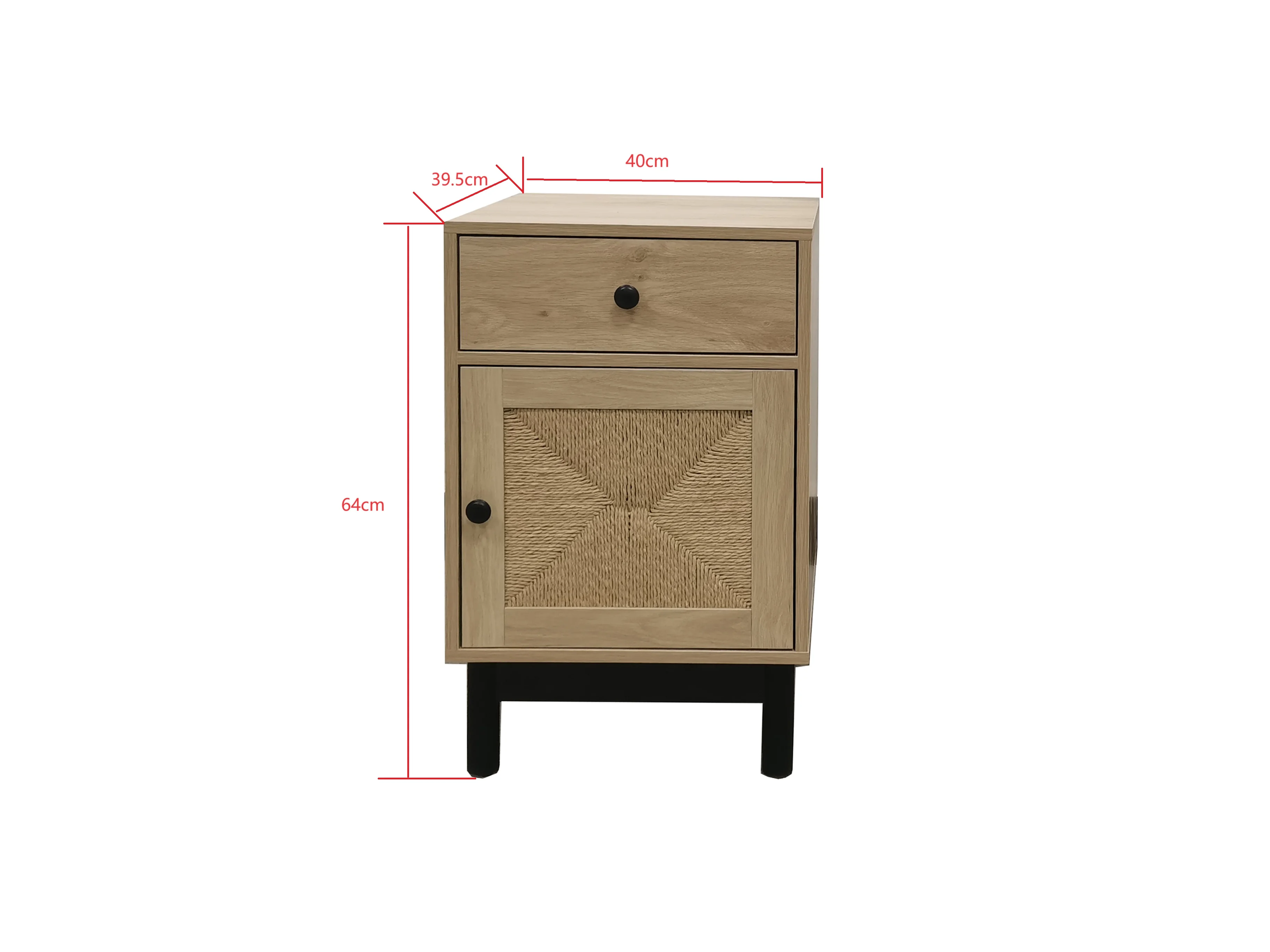 Современный дизайн Индивидуальный деревянный столик для кровати с бумажным плетеным ящиком из ротанга и дверной тумбочкой