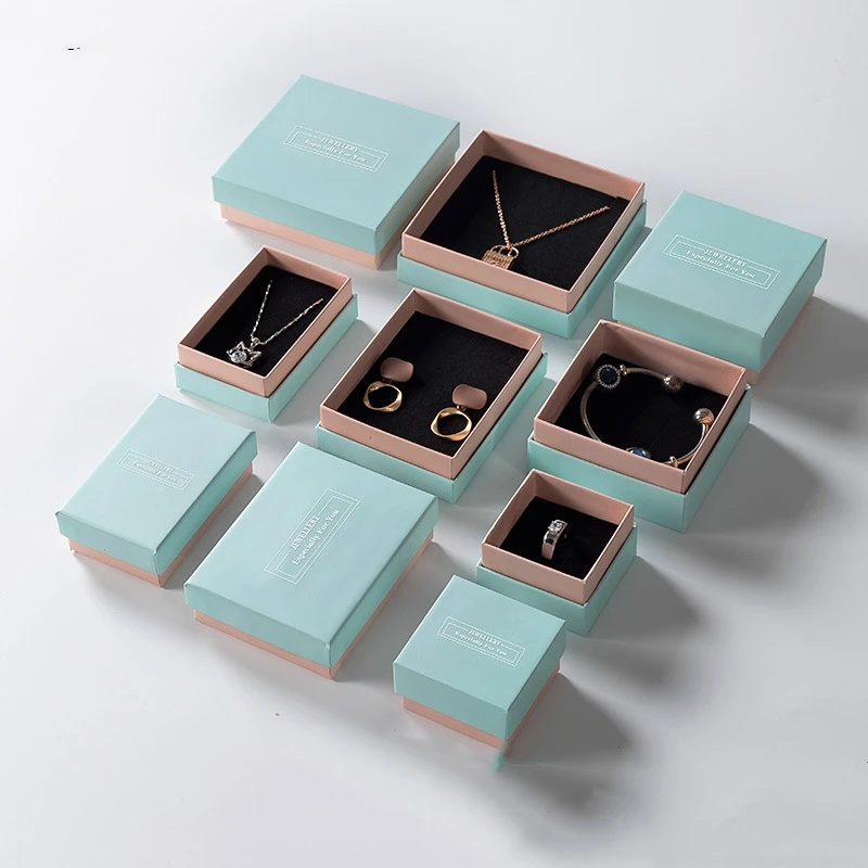 custom logo jewelry box ornaments packing ring earrings pendant necklace bracelet storage carton custom jewelry packaging box