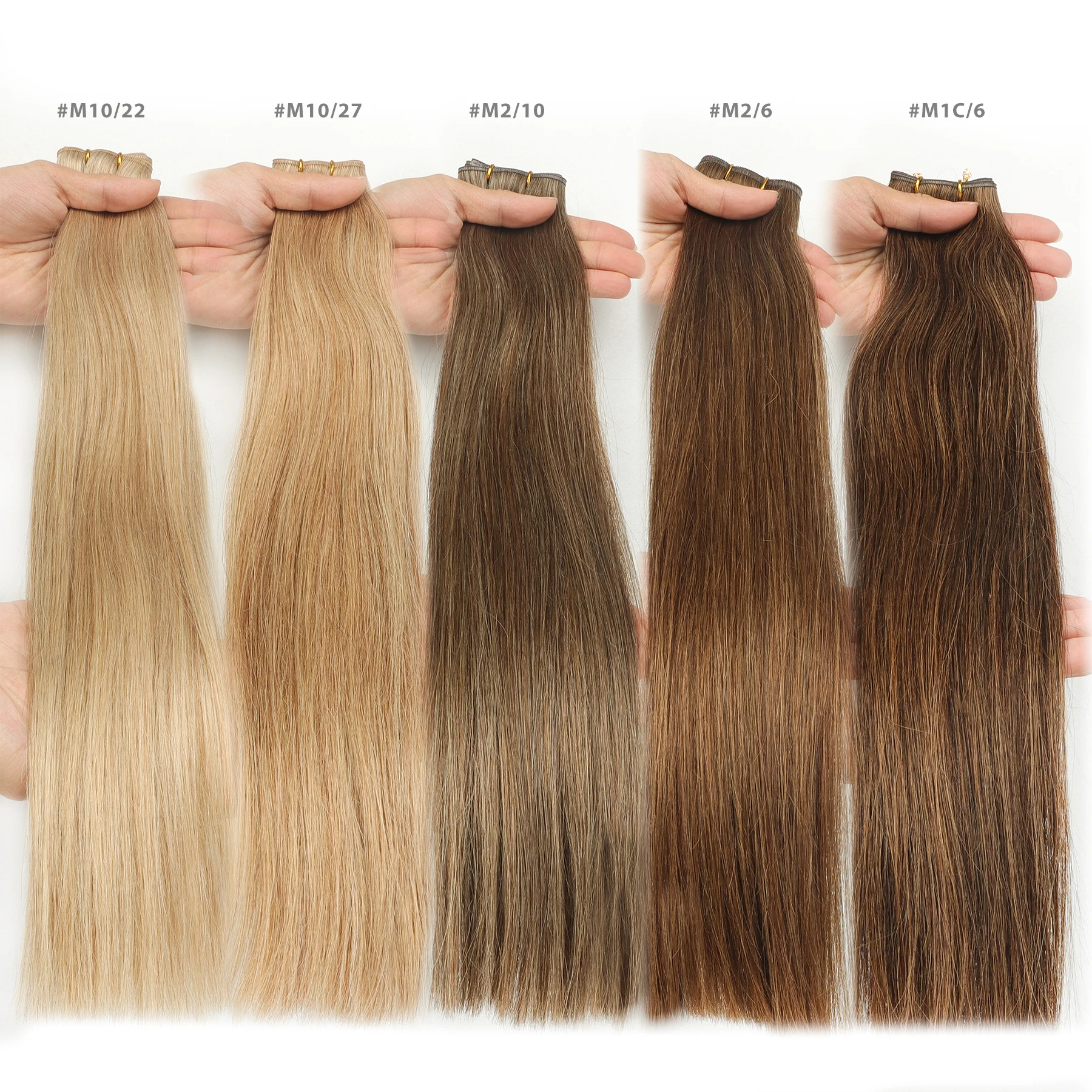 Double Drawn Genius Weft Russian Raw 100% Remy Hair Virgin Hand Tied Genius Weft Hair Extensions Human Hair