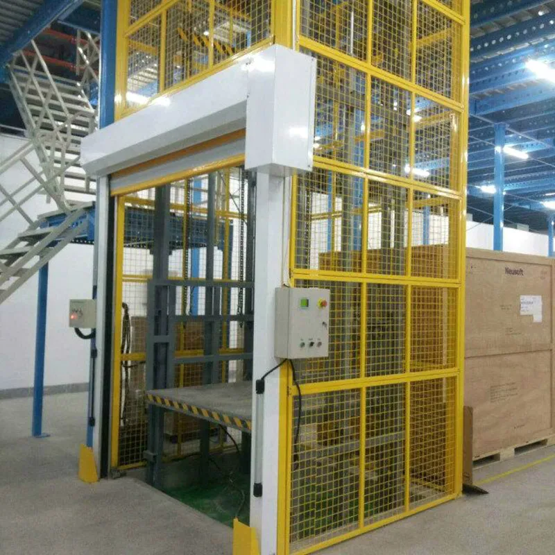 Guide Rail Hydraulic Goods Lift Platform with cage Lead Rail Cargo Elevator Used for Factory Warehouse