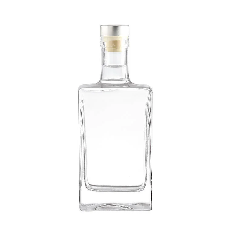 Bulk Price Crystal Clear 500ml 750ml Square Glass Gin Brandy Bottles Whiskey Vodka Bottle For Tequila