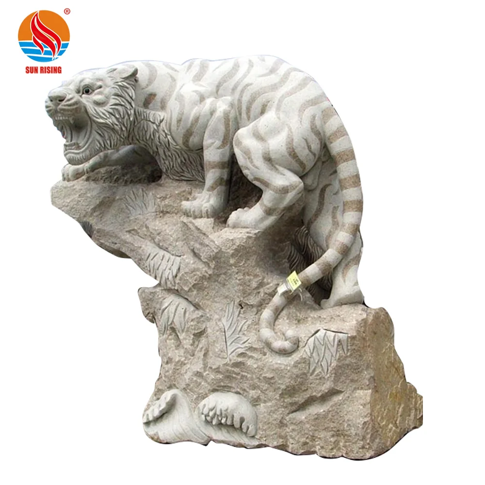 Natural Granite Stone Large Life Size Tiger Statues, Tiger Stone Sculpture