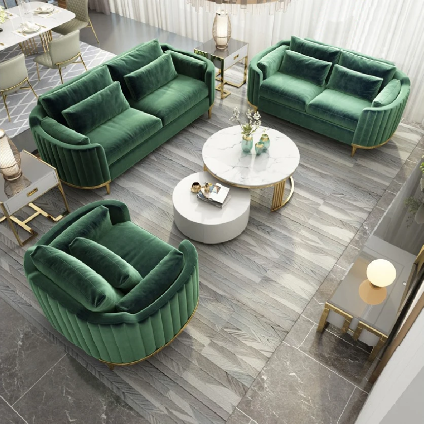 Support custom new Dubai Italian luxury set living room sofa set furniture home curved dresser sofa 1+2+3 sets
