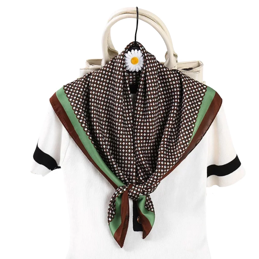 Модные шарфы из искусственного шелка с принтом «гусиная лапка», винтажный дизайнерский фуляр для женщин, вуаль, Шелковый атласный шарф для женщин, хиджаб