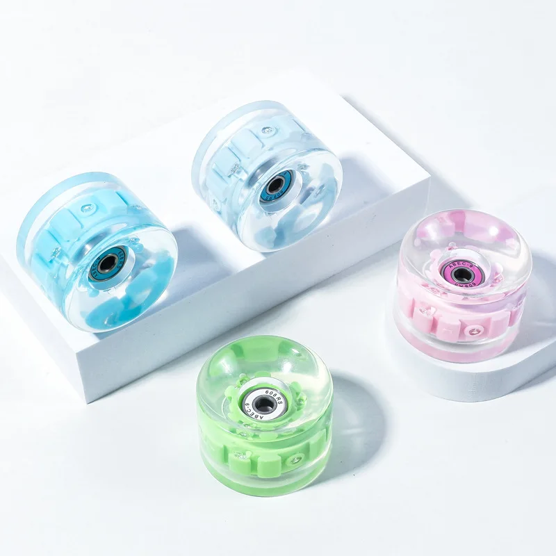 Land surfboard luminous wheel transparent PU color flash wheel skateboard vitality board long board high elastic wheel