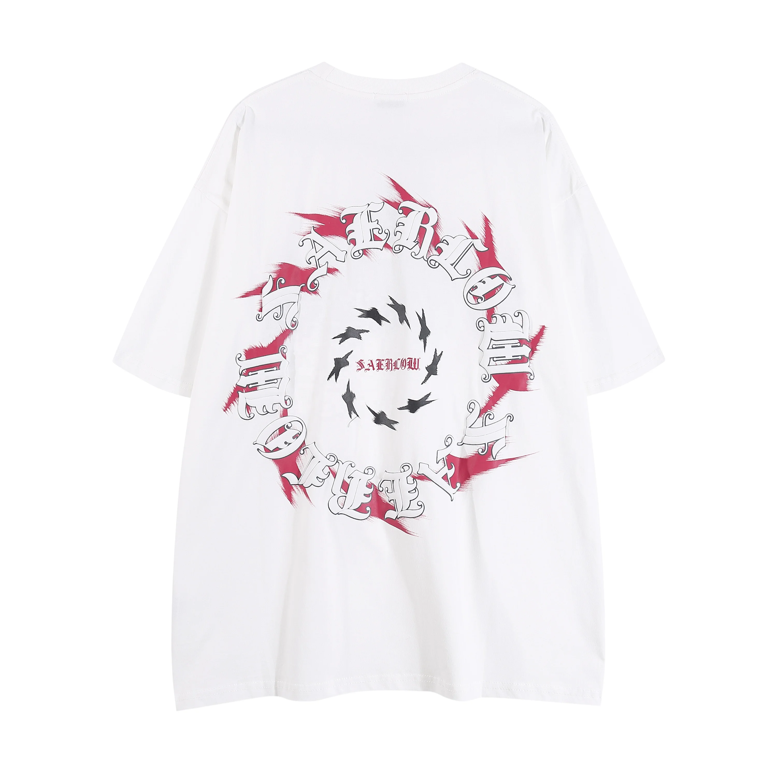 Wholesale custom Gothic style letters puff print t-shirt manufacturer high quality vintage oversized drop shoulder t-shirt
