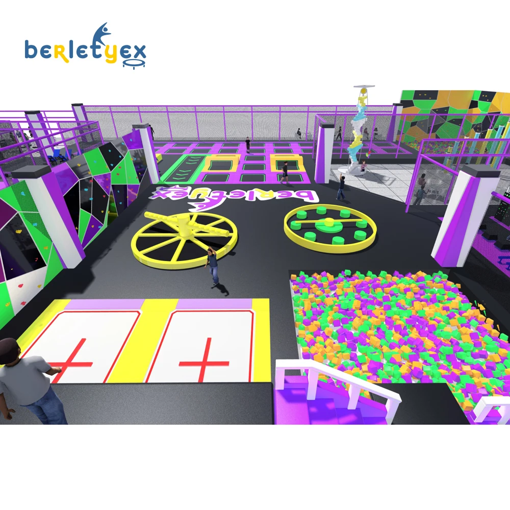 Berletyex indoor playground commercial ninja warrior bounce house floating obstacle course equipment  for kid game