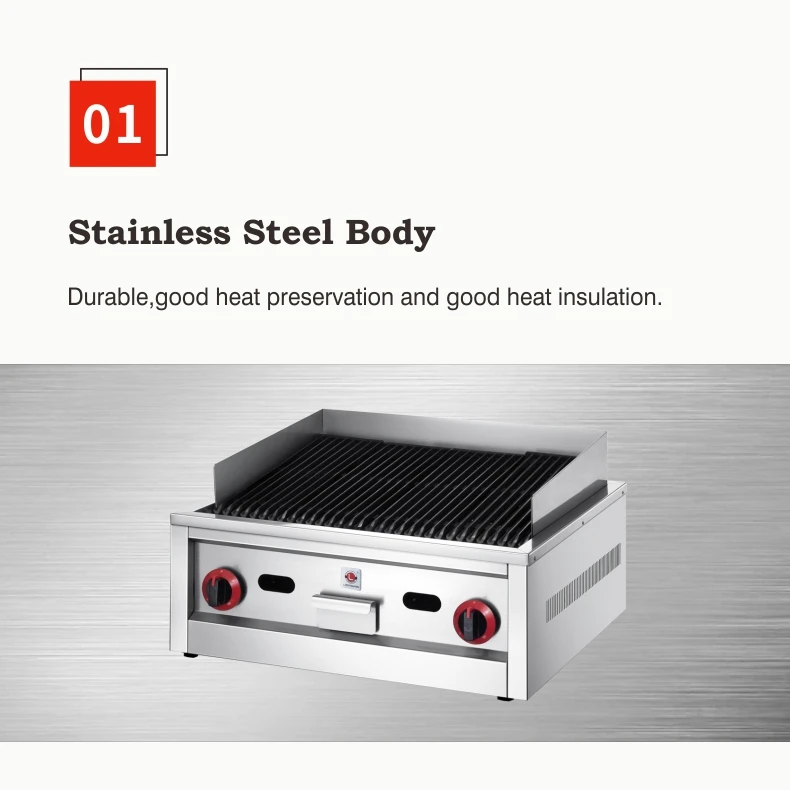 Restaurant Professional Gas Countertop Countertop Lava Rock Gas BBQ Grill