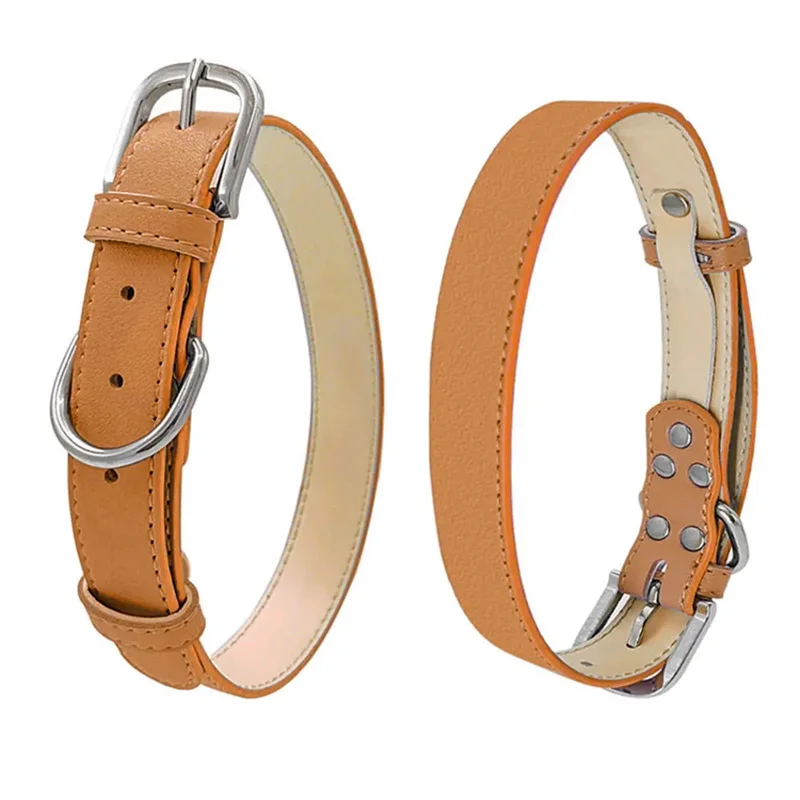 Dog Training Chain Hot Selling Multi-color PU Leather 50 Scarf Opp Bag DOT Genuine Leather Dog Collar White Eco Leather Collar