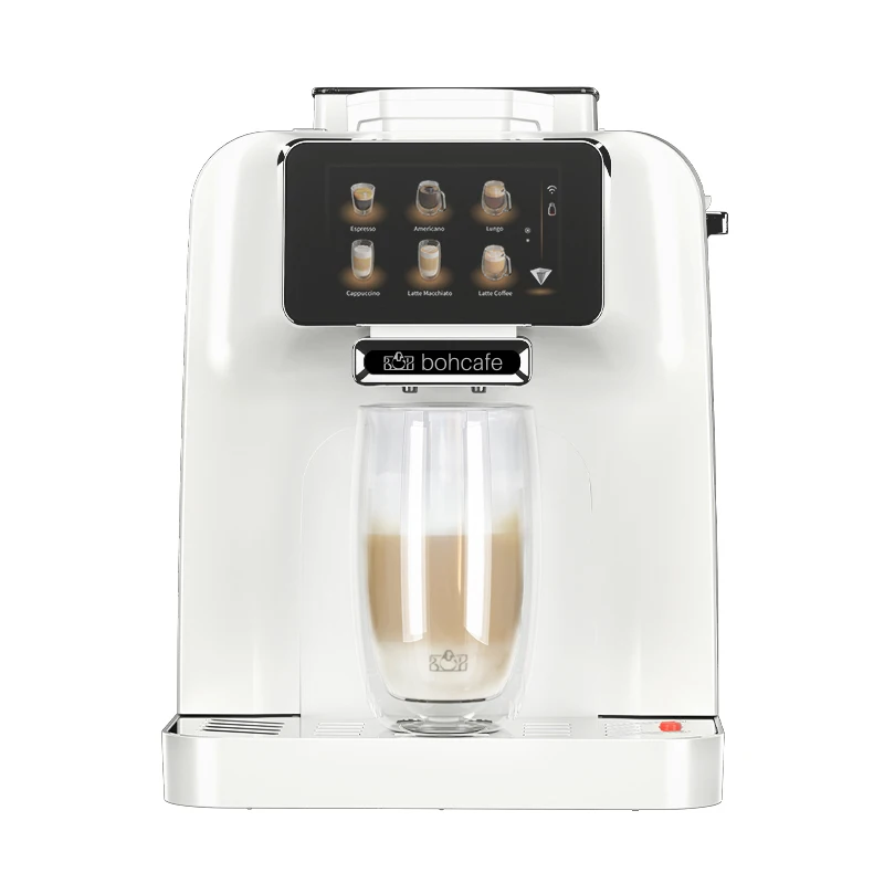 new style Coffee Machine with TUYA & Milk Cooler & 11 kinds of drinks white
