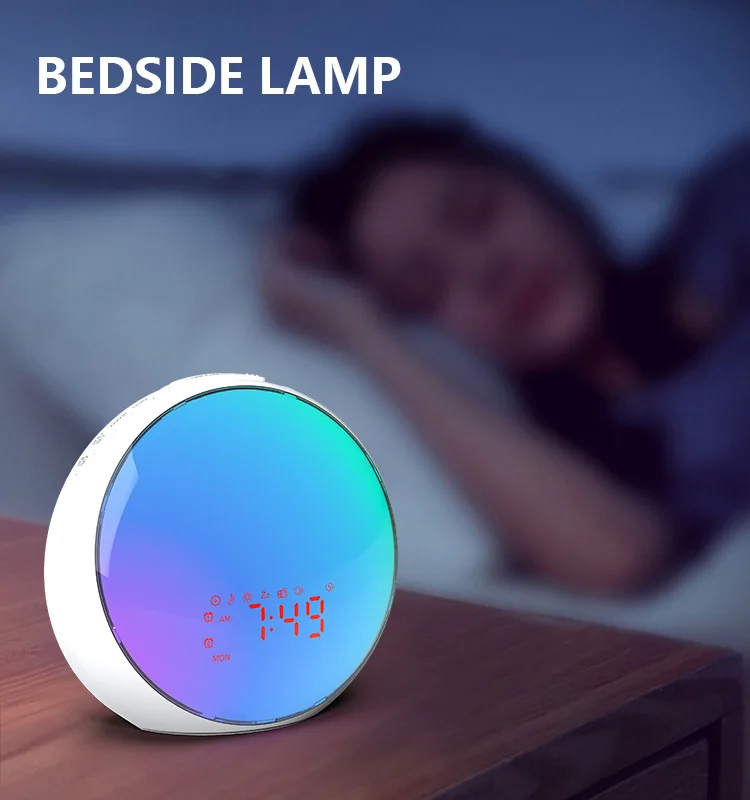 Wholesale Hot Sale Smart Wake Up Clock Natural Light Fm Radio Sunrise Simulation Alarm Clock