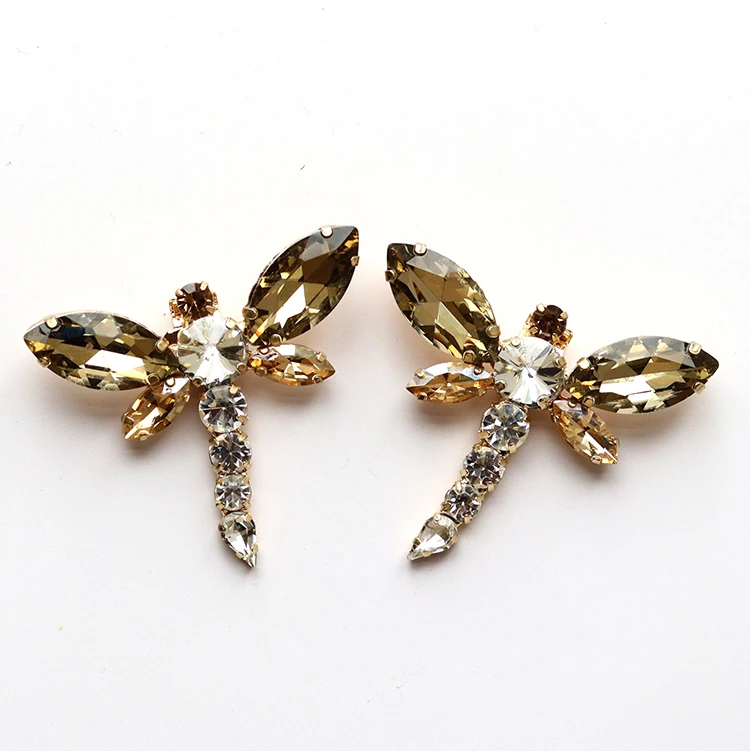 whole sale dragon fly glass rhinestones shoe jewelry decorative accessories charms shoe accessories for wedding