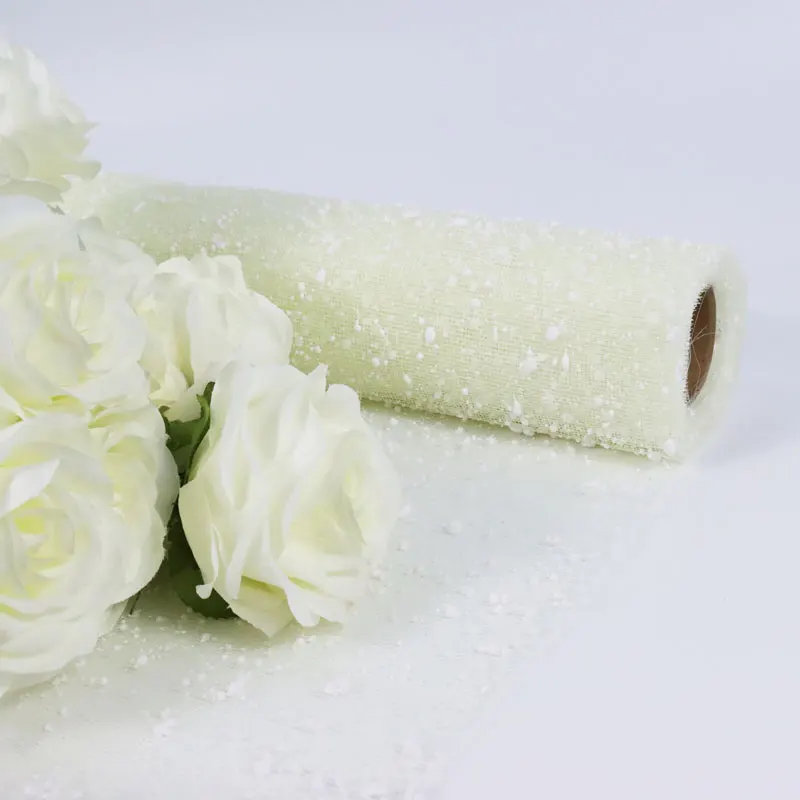 Hot selling colorful Flowers Gift Wrapping Paper Snow Dot Yarn Mesh Florist Bouquet Packaging for DIY Party Wedding Festival