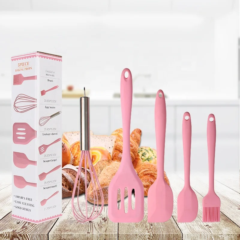 
Wholesale Amazon Hot Selling High Resistant Cookware Silicone Spatula Kitchen Utensils Set 