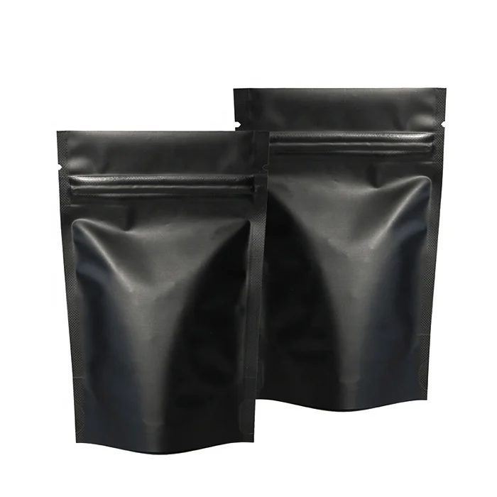 Высокое качество, термопечать, пакет с замком на молнии, сумки из алюминиевой фольги, Mylar Tear Notch, матовый черный, стоячий мешок